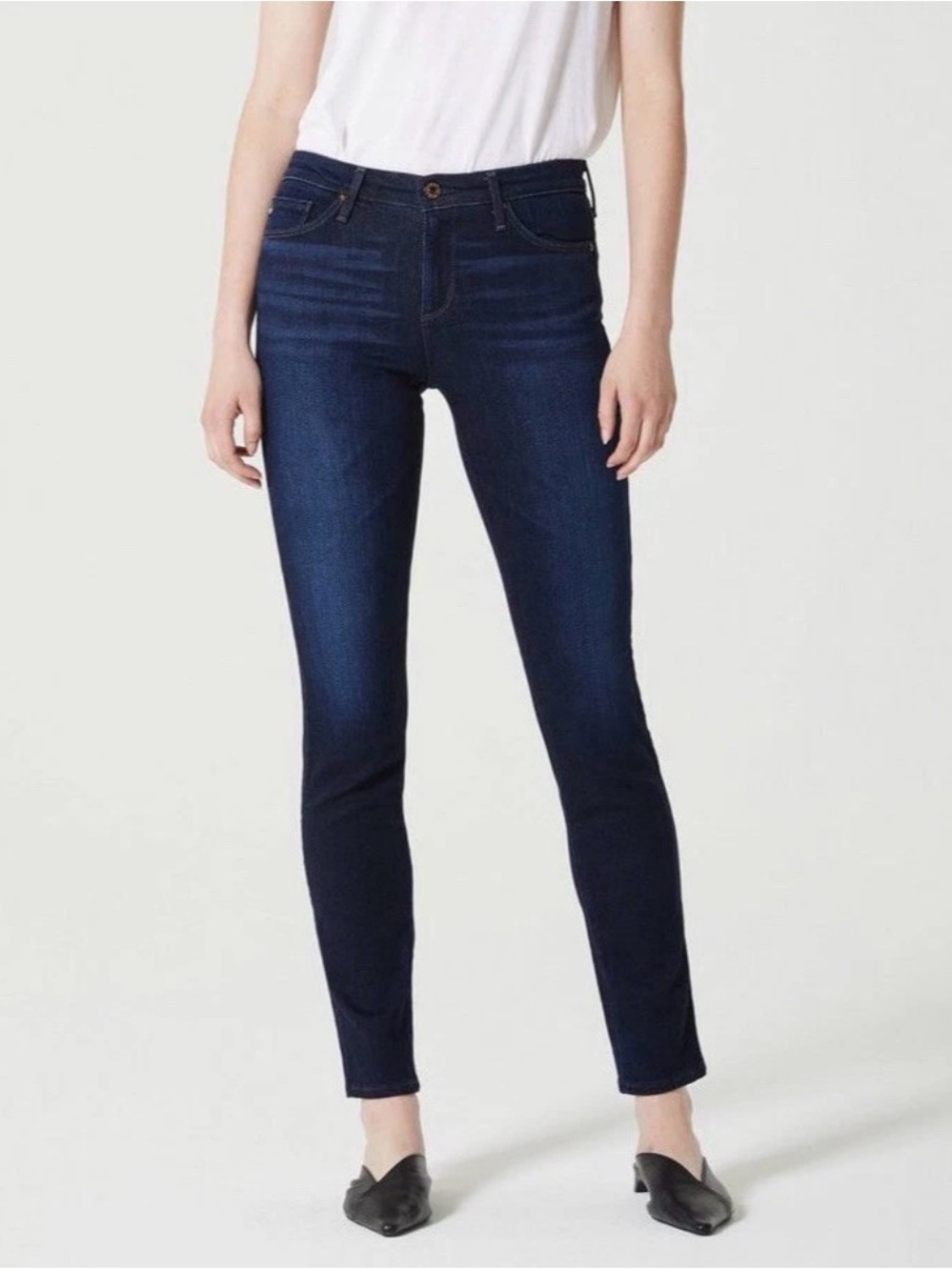 AG Adriano Goldschmied The Prima Mid-Rise Cigarette Jeans - Dark Wash, Size 27R